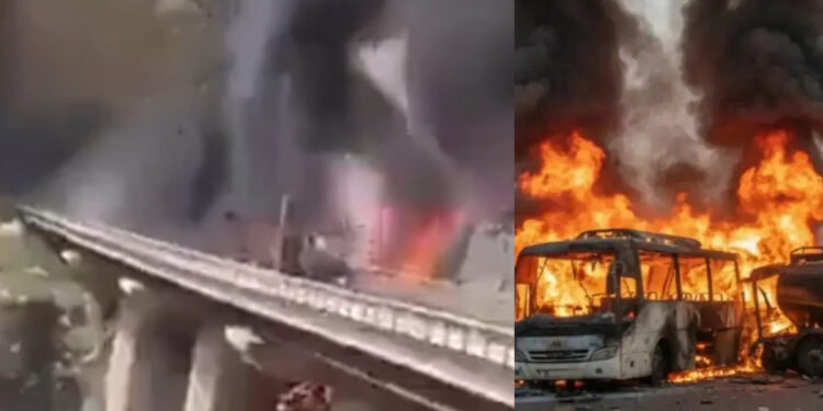 Τραγωδία: Λεωφορείο με προσκυνητές συγκρούστηκε με βυτιοφόρο και τυλίχθηκε στις φλόγες – Δεκάδες νεκροί (video)