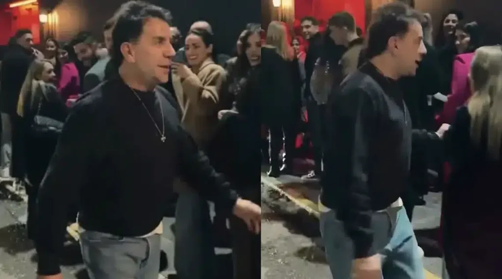 Ο Γιώργος Μαζωνάκης βγήκε από το κέντρο που εμφανίζεται και χαιρέτησε τον κόσμο που περίμενε στην ουρά