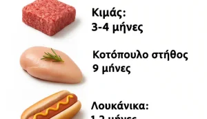 Ποιά είναι η διάρκεια αποθήκευσης του κρέατος στην κατάψυξη;