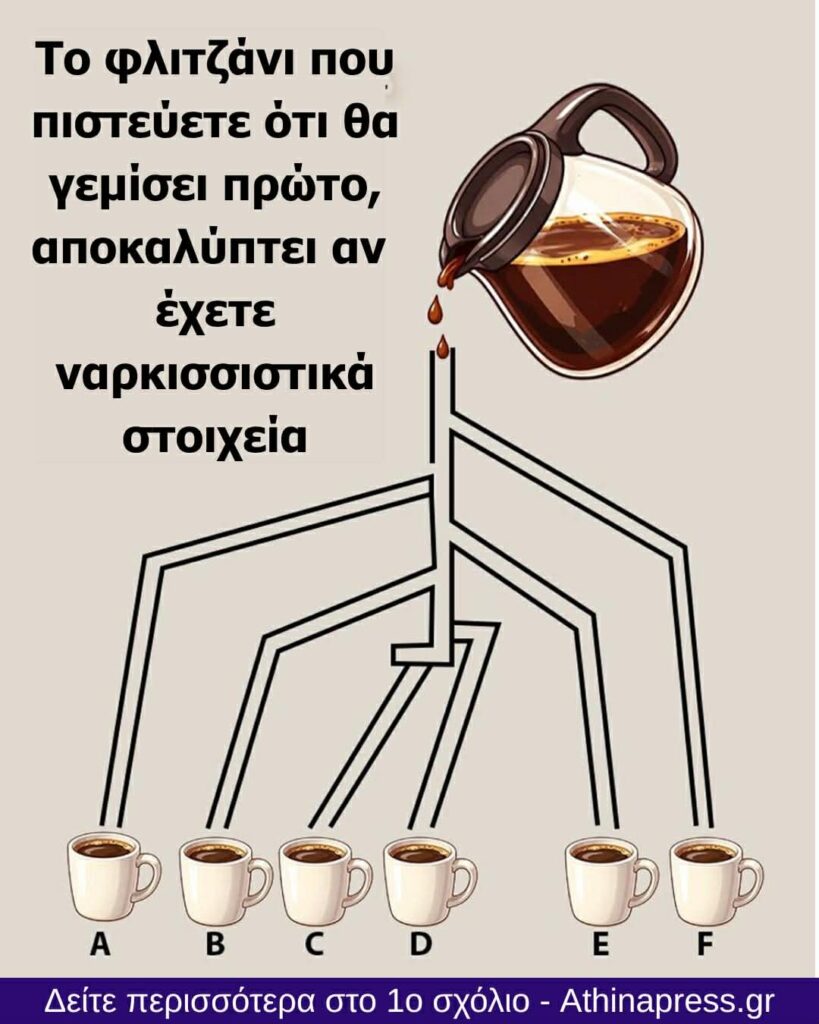 Το φλιτζάνι που πιστεύετε ότι θα γεμίσει πρώτο, αποκαλύπτει αν έχετε ναρκισσιστικά στοιχεία