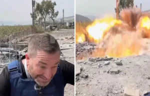 Πύραυλος προσγειώθηκε σε ζωντανή μετάδοση δίπλα σε ρεπόρτερ και τον πέταξε στον αέρα – Βίντεο