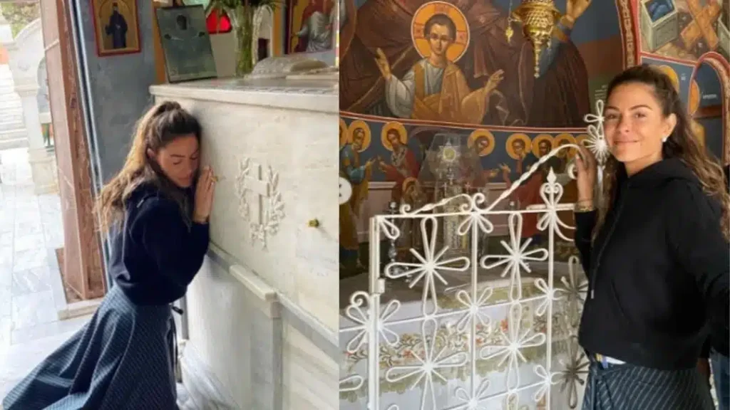 «Τον άκουσα»: Η Μαρία Μενούνος γονάτισε μπροστά στον τάφο του Αγίου Νεκταρίου στην Αίγινα και όσα λέει συγκλονίζουν