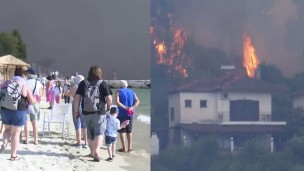Πυρκαγιά στη Χαλκιδική: Δραματικές ώρες στη Σίβηρη – Καίγονται σπίτια, πολίτες απομακρύνονται με σκάφη